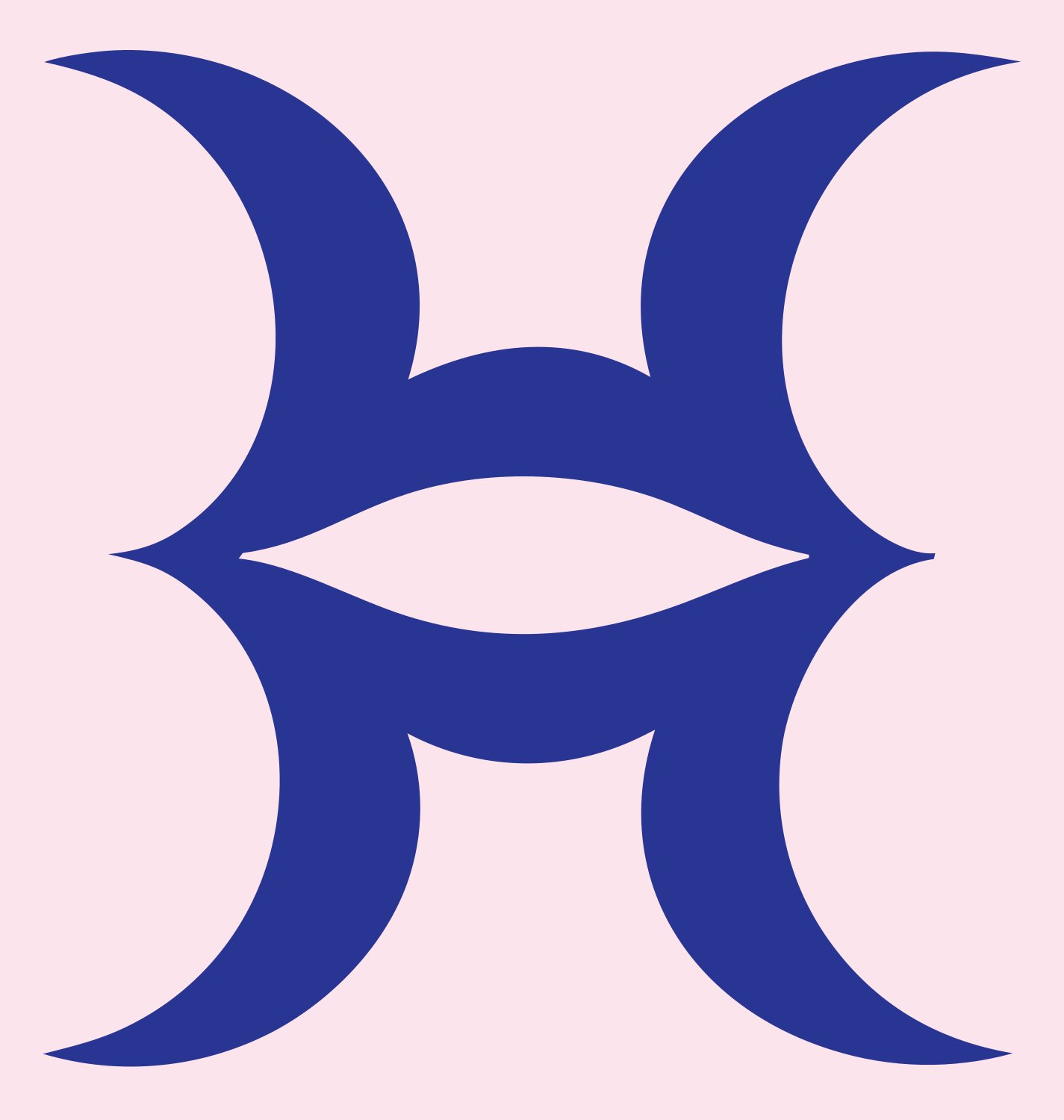 Dual Crescent Pisces Glyph Icon #fce4ec/#283593