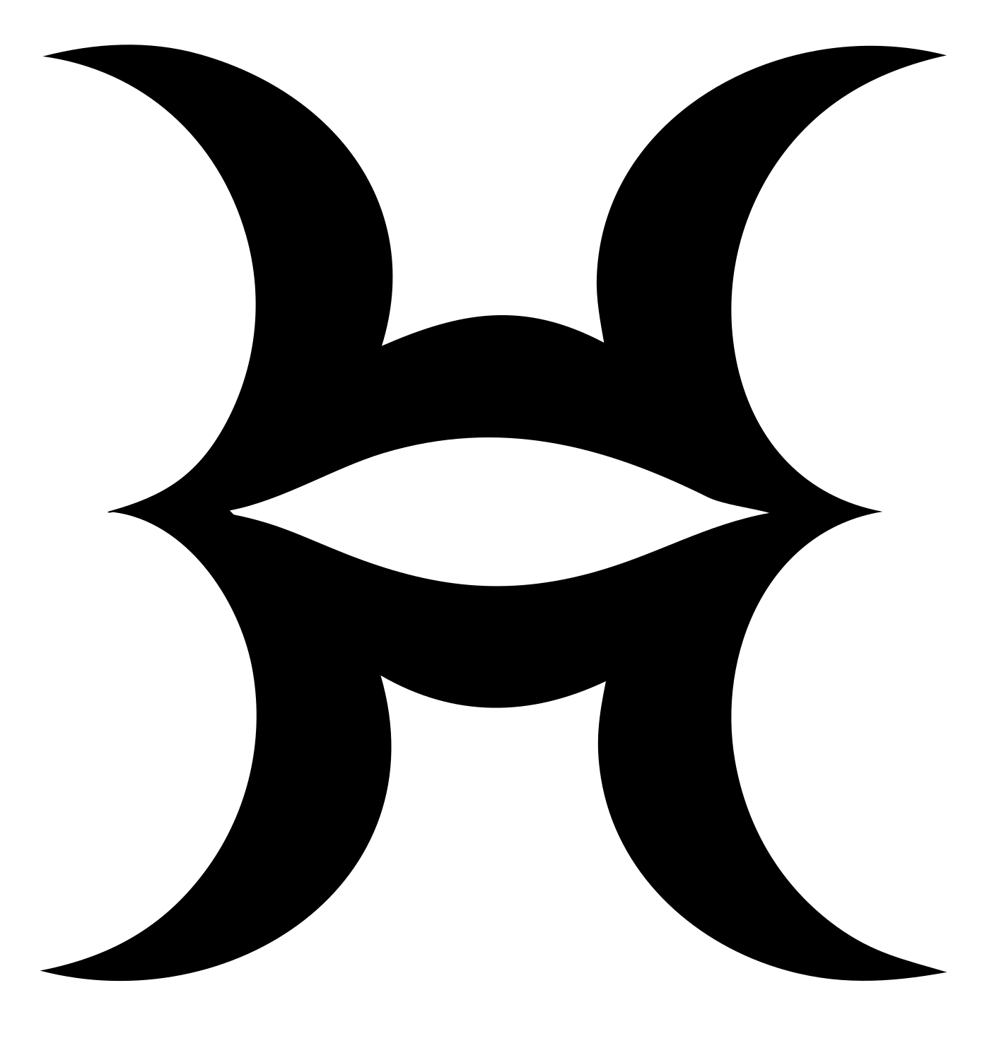 Mirrored Crescent Pisces Mark #ffffff/#000000