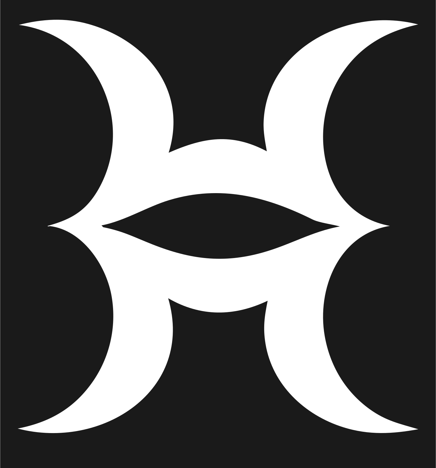 Mirrored Crescent Pisces Mark #1a1a1a/#ffffff