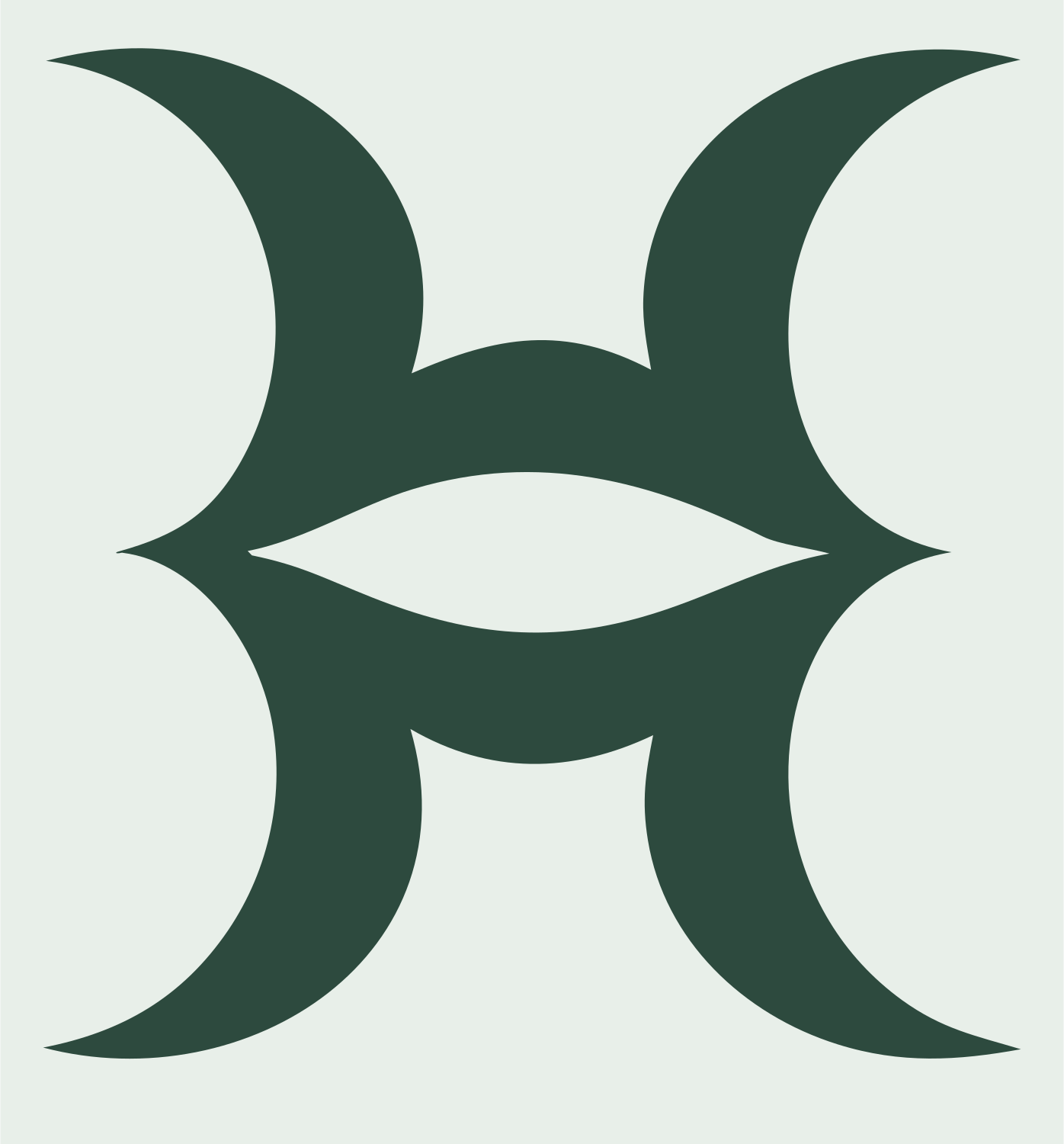 Mirrored Crescent Pisces Mark #e8efe9/#2d4a3e
