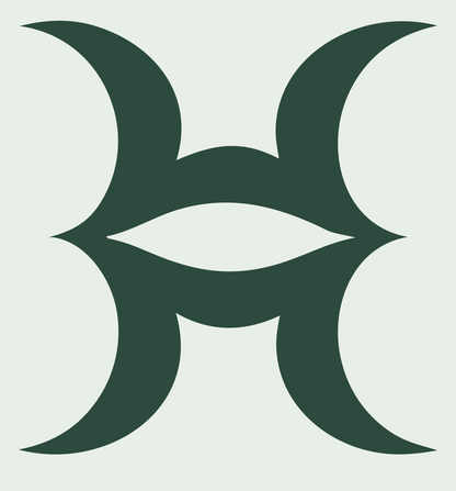Mirrored Crescent Pisces Mark #e8efe9/#2d4a3e