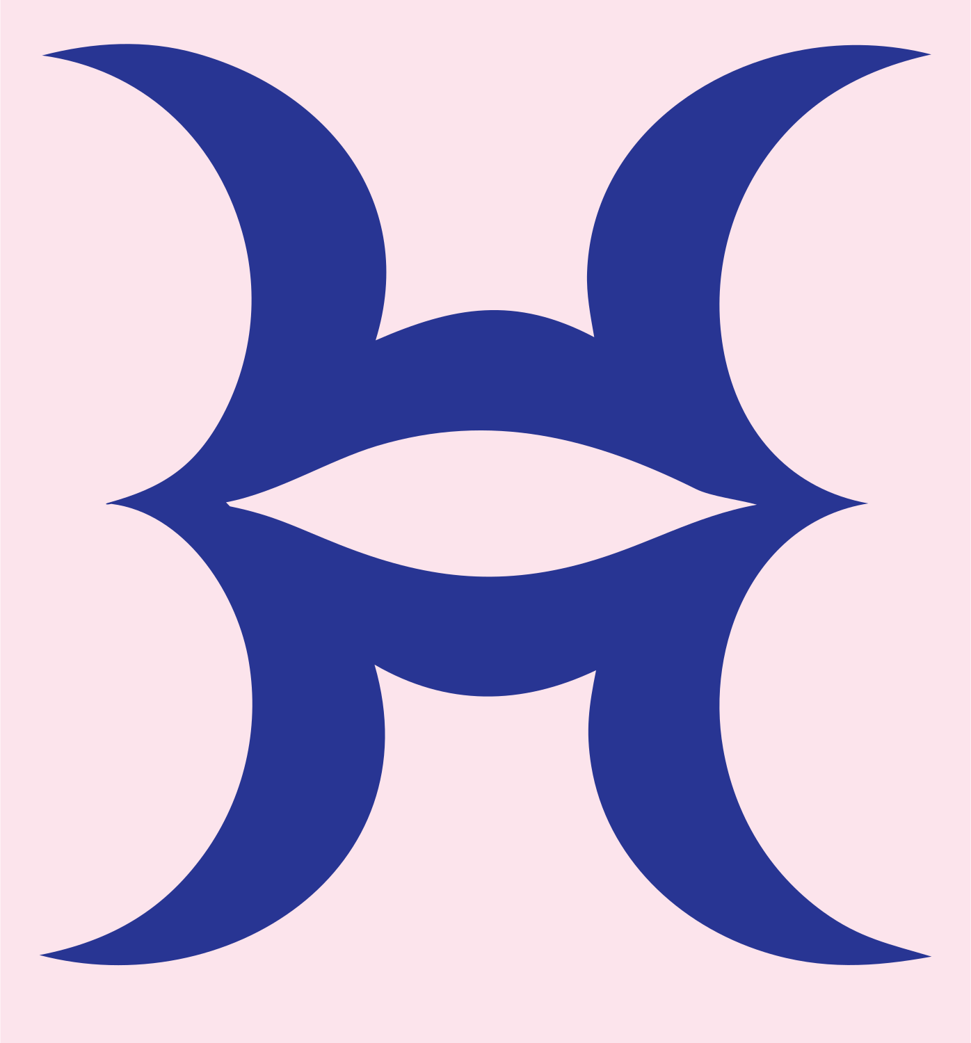 Mirrored Crescent Pisces Mark #fce4ec/#283593