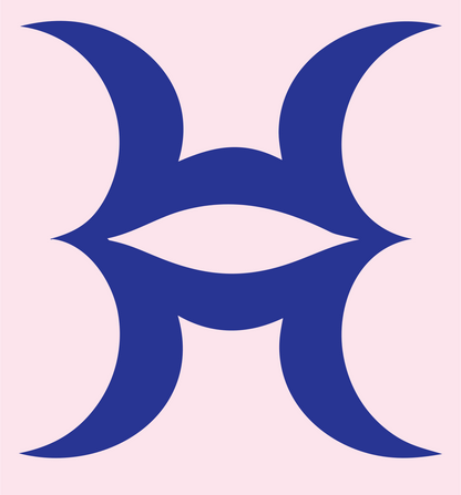 Mirrored Crescent Pisces Mark #fce4ec/#283593