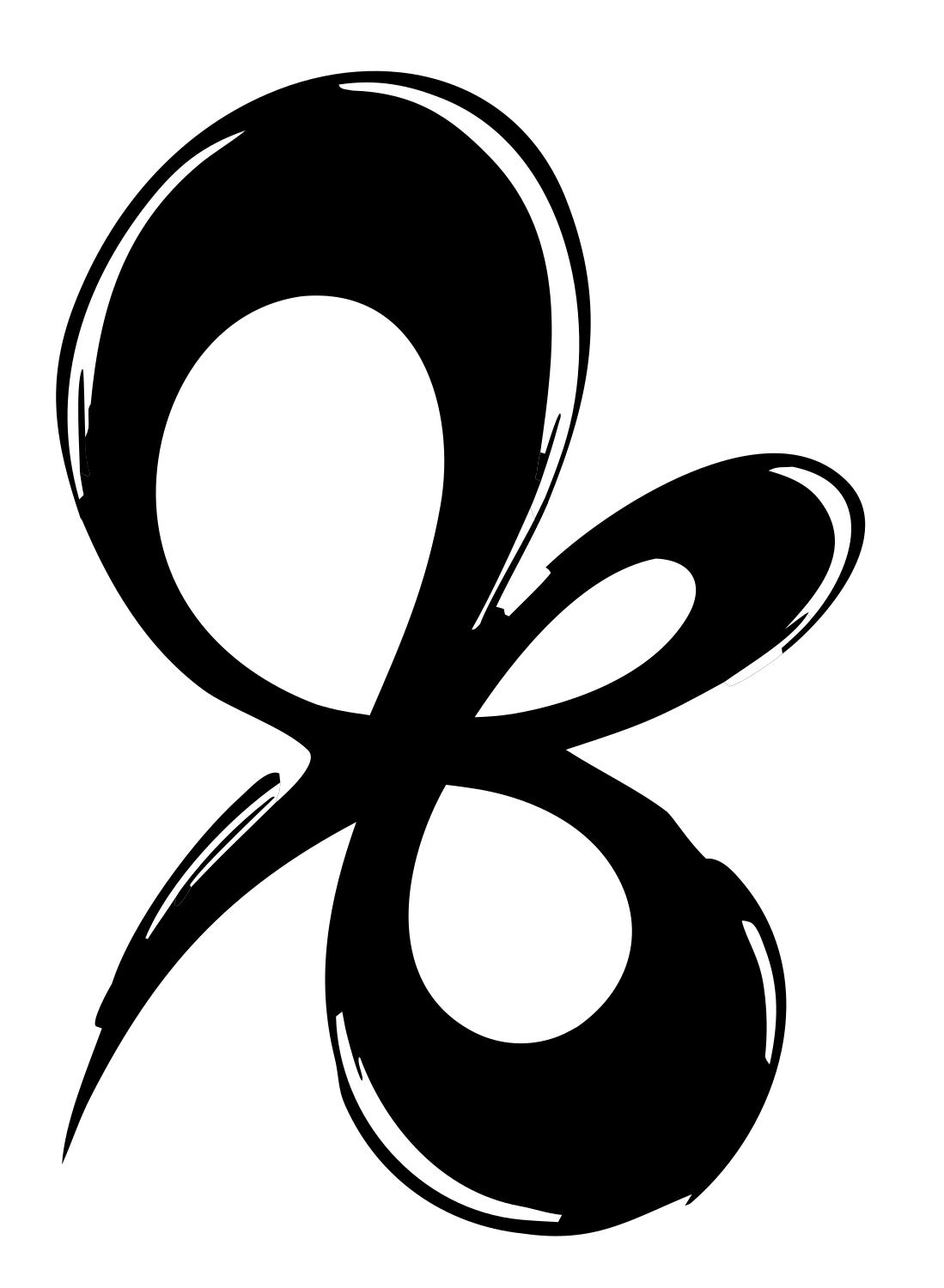 Hand-Drawn Pisces Glyph Crest #ffffff/#000000