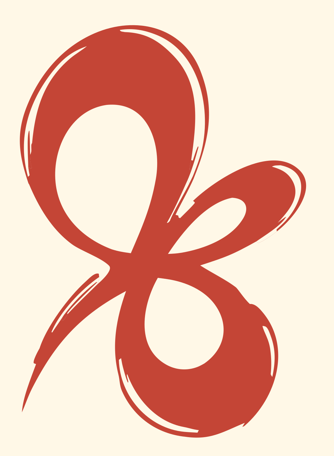 Hand-Drawn Pisces Glyph Crest #fff8e7/#c44536