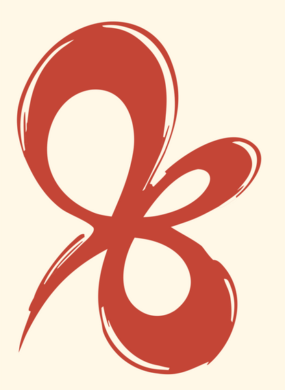 Hand-Drawn Pisces Glyph Crest #fff8e7/#c44536