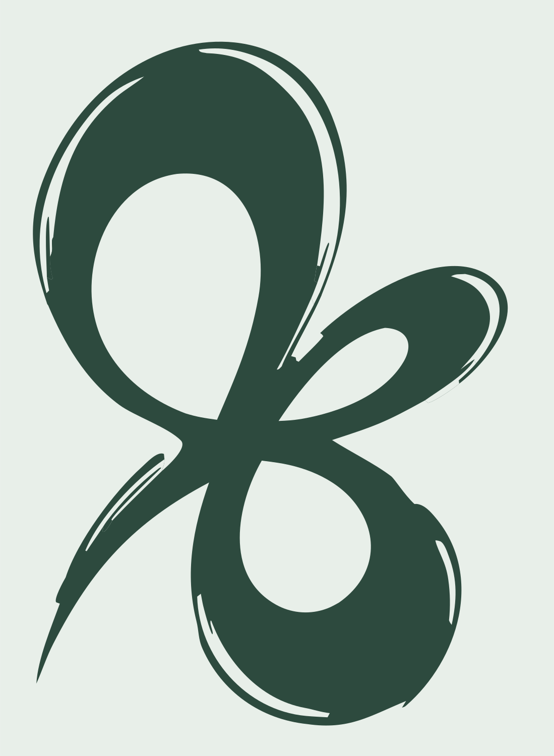 Hand-Drawn Pisces Glyph Crest #e8efe9/#2d4a3e