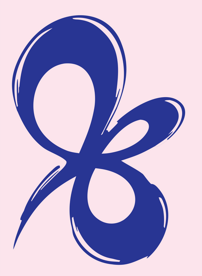 Hand-Drawn Pisces Glyph Crest #fce4ec/#283593
