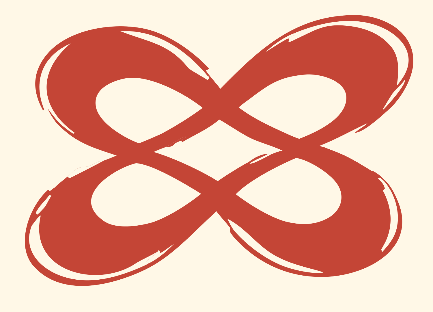 Hand-Drawn Double Infinity Mark #fff8e7/#c44536