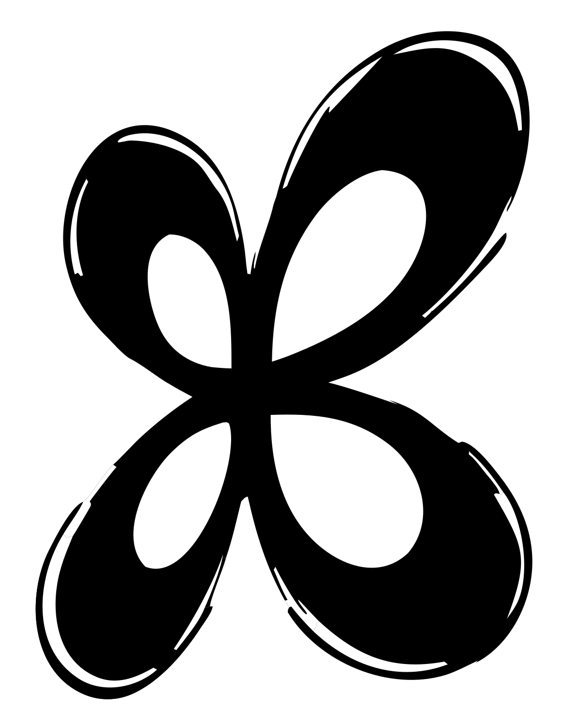 Hand-Drawn Butterfly Petal Logo #ffffff/#000000