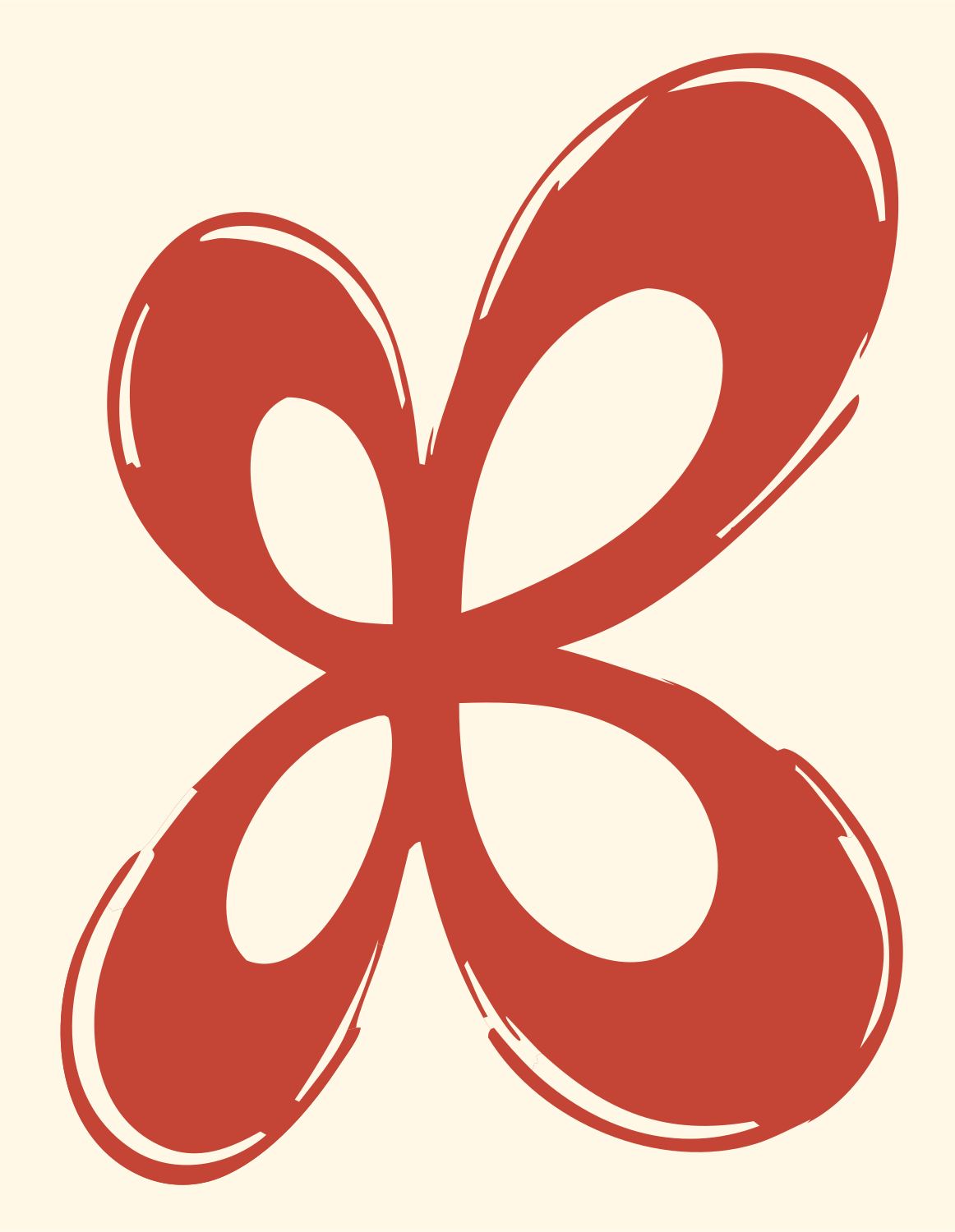 Hand-Drawn Butterfly Petal Logo #fff8e7/#c44536