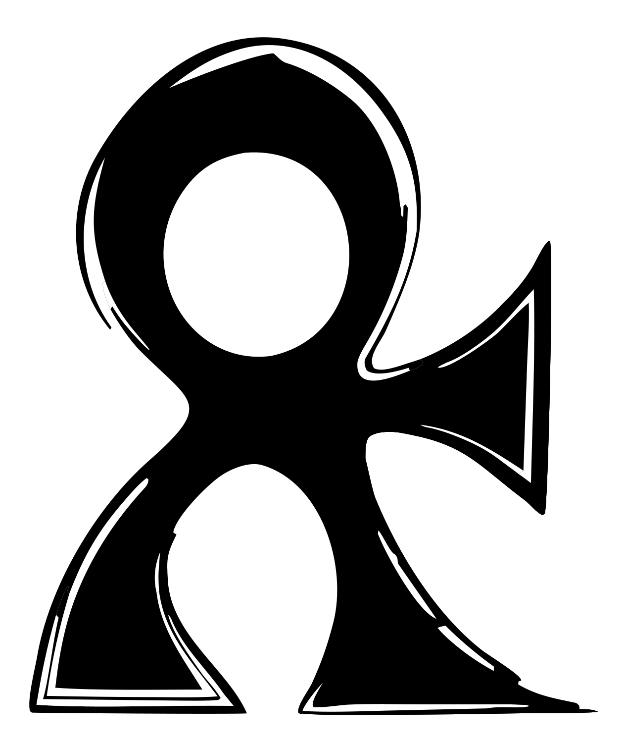 Hand-Drawn Ankh Symbol Badge #ffffff/#000000