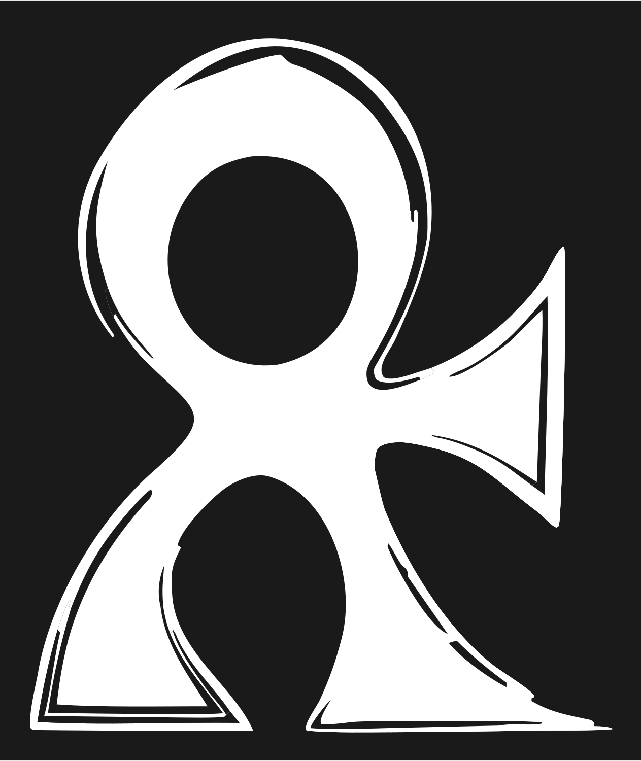 Hand-Drawn Ankh Symbol Badge #1a1a1a/#ffffff