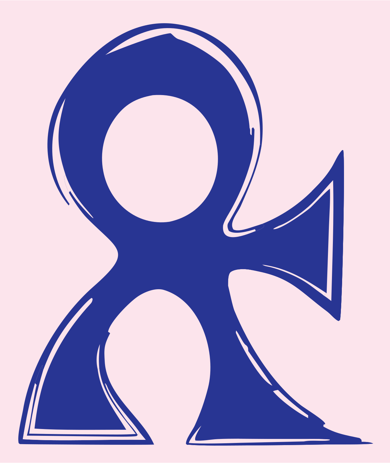 Hand-Drawn Ankh Symbol Badge #fce4ec/#283593