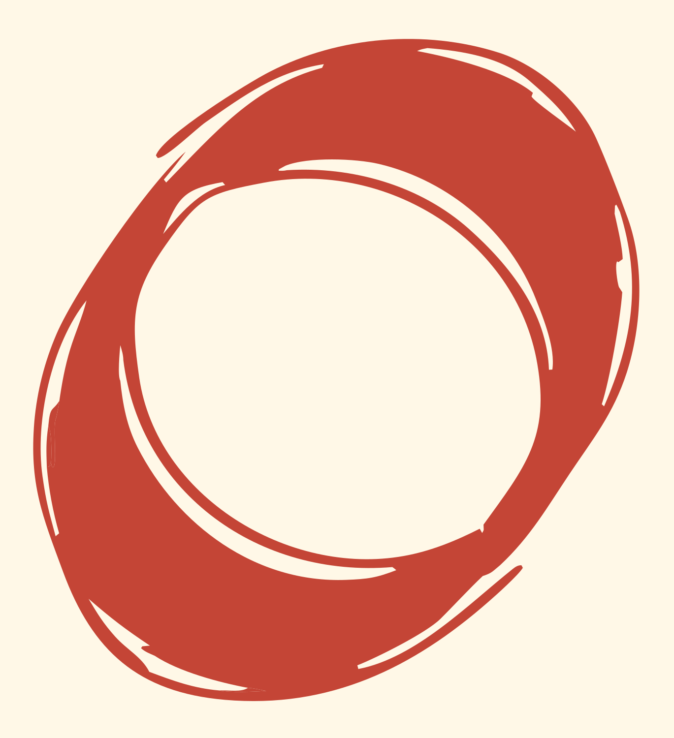Hand-Drawn Ring Circle Mark #fff8e7/#c44536