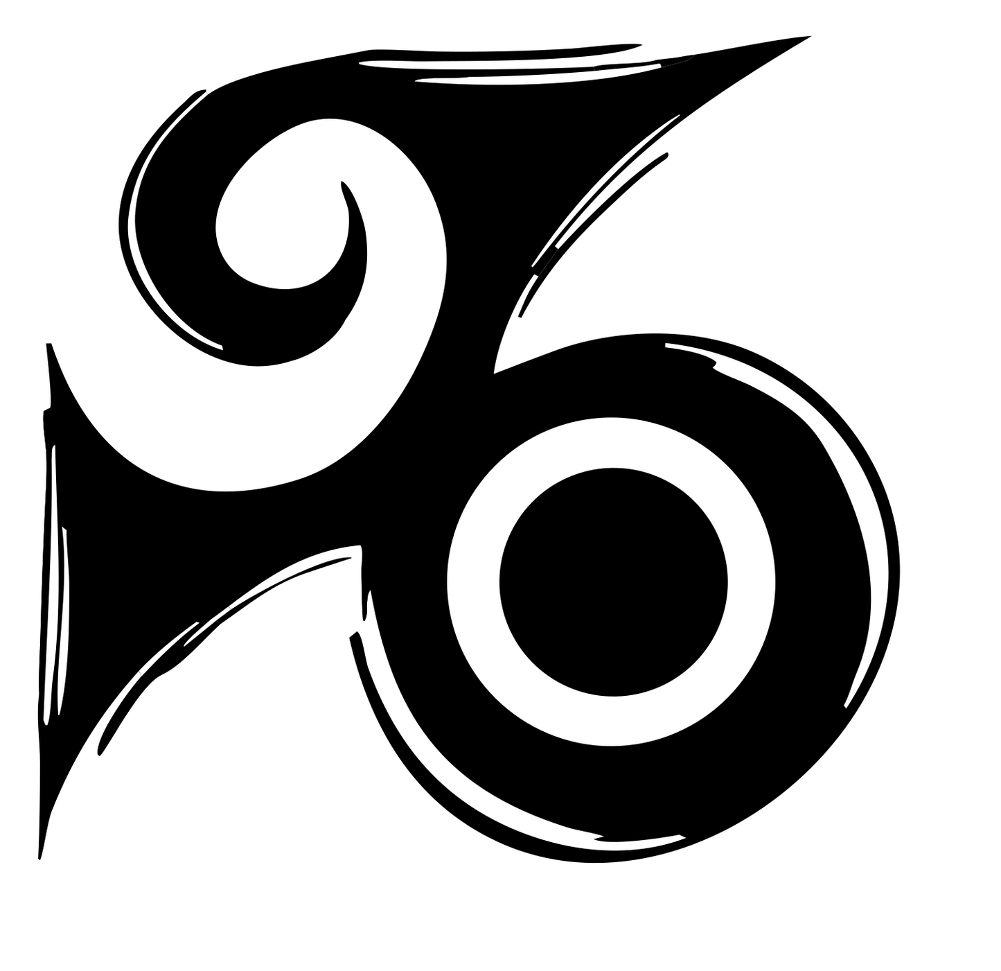 Hand-Drawn Triskelion Spiral Mark #ffffff/#000000