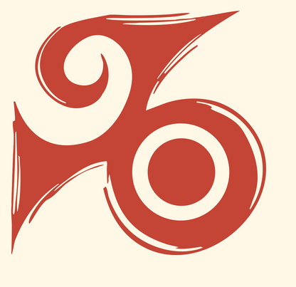 Hand-Drawn Triskelion Spiral Mark #fff8e7/#c44536