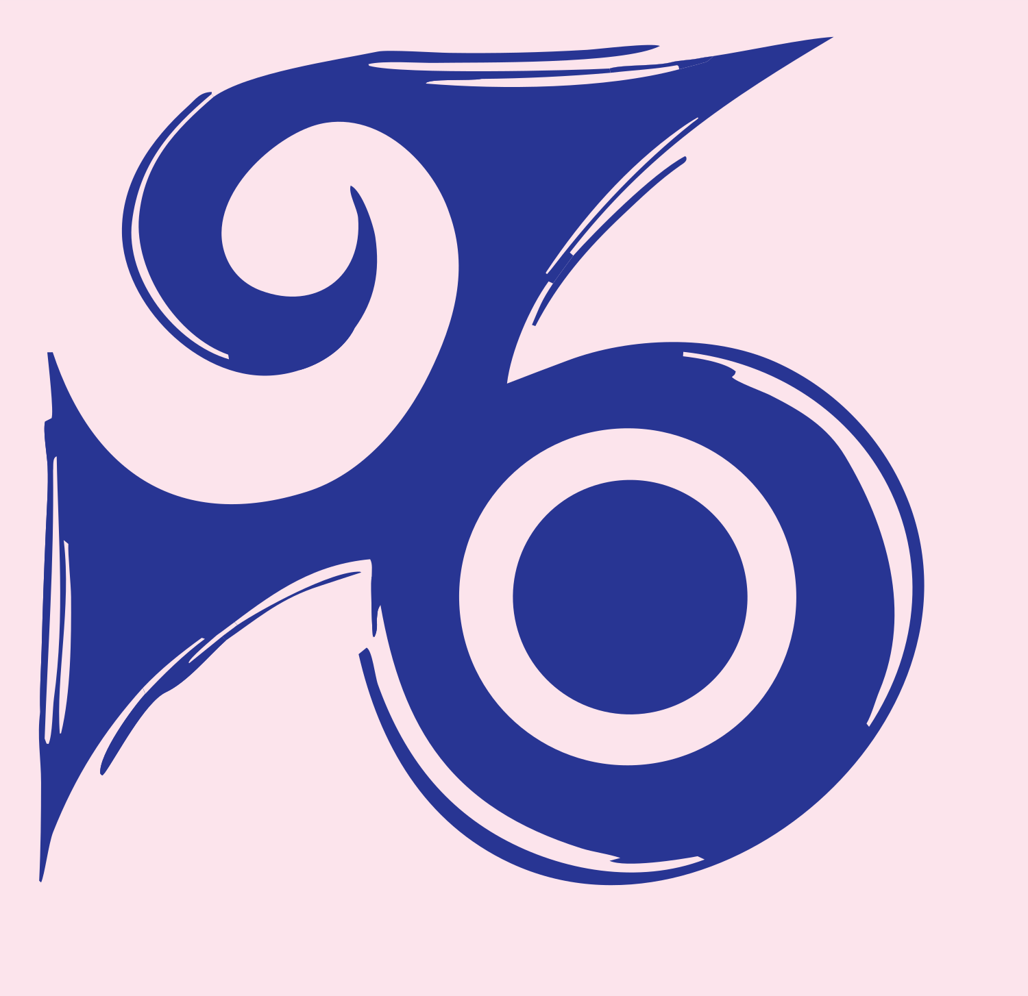 Hand-Drawn Triskelion Spiral Mark #fce4ec/#283593