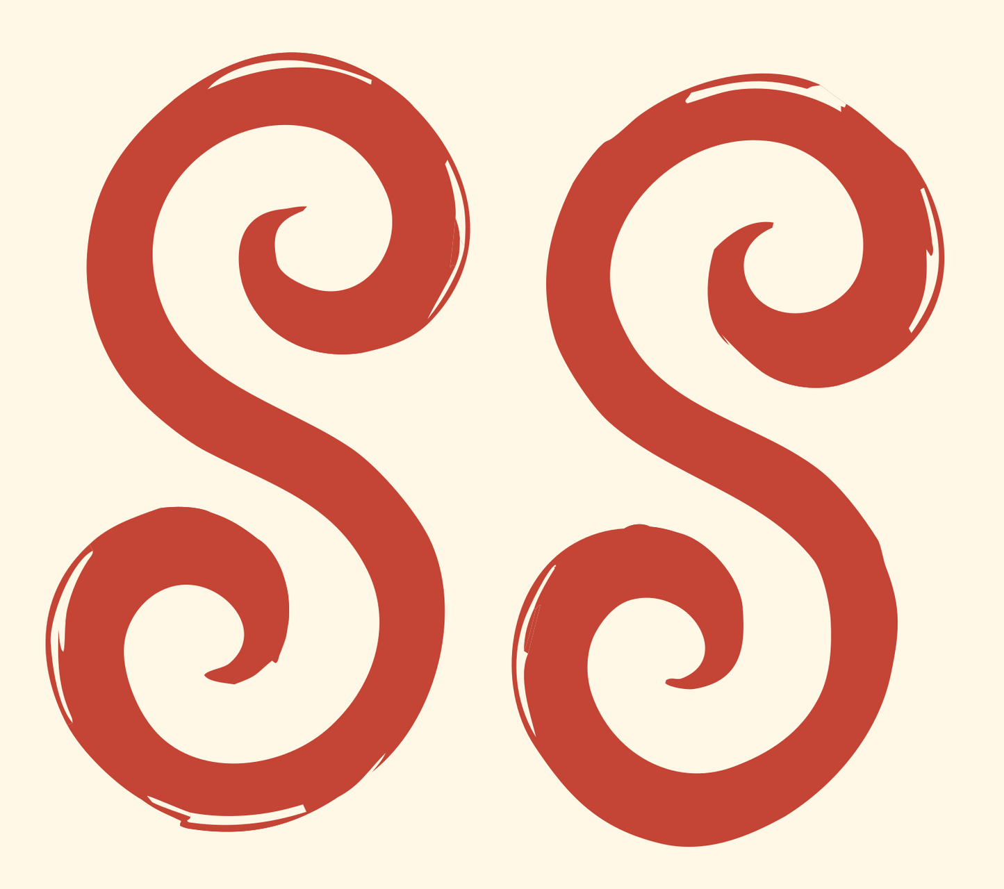 Hand-Drawn Double S Spiral Mark #fff8e7/#c44536