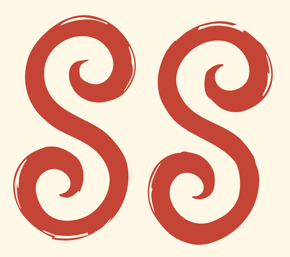 Hand-Drawn Double S Spiral Mark #fff8e7/#c44536