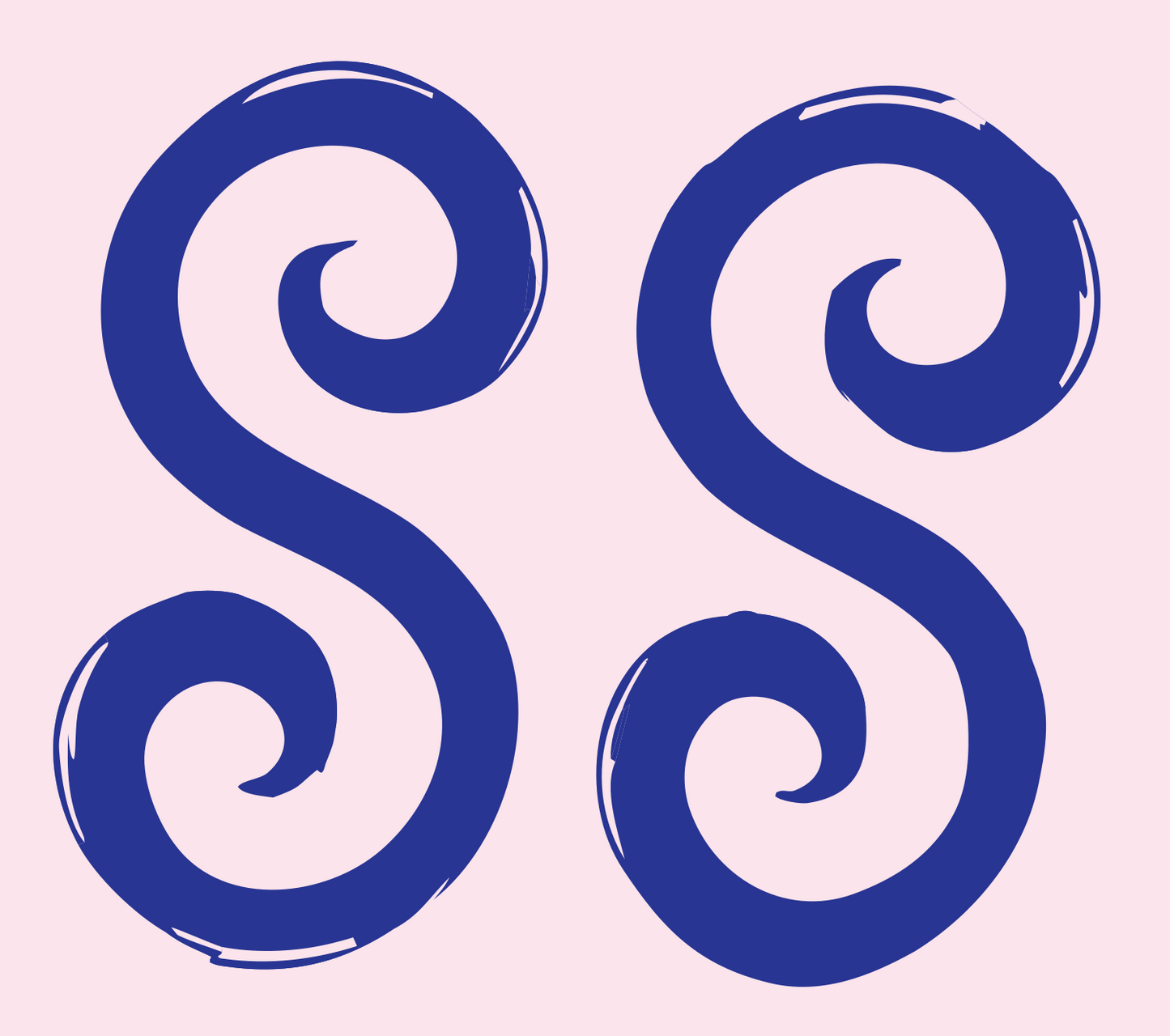 Hand-Drawn Double S Spiral Mark #fce4ec/#283593