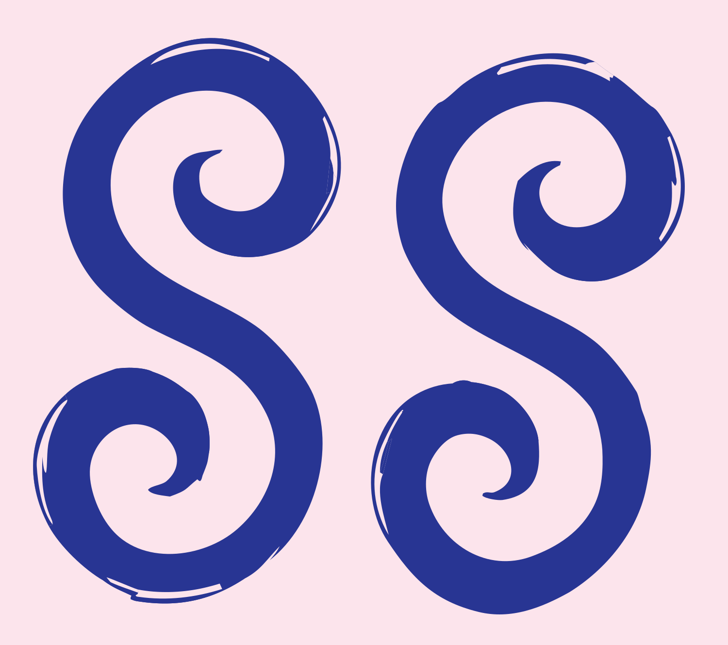 Hand-Drawn Double S Spiral Mark #fce4ec/#283593