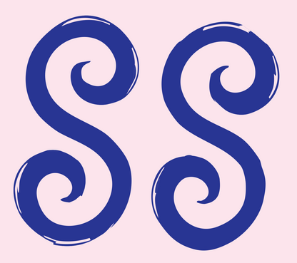 Hand-Drawn Double S Spiral Mark #fce4ec/#283593