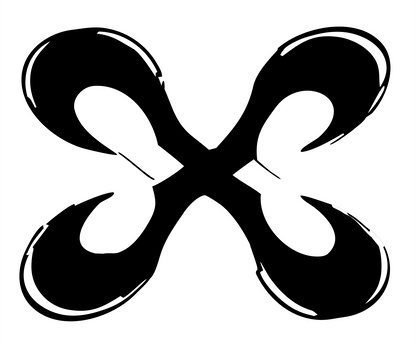 Hand-Drawn Four Petal Crest #ffffff/#000000