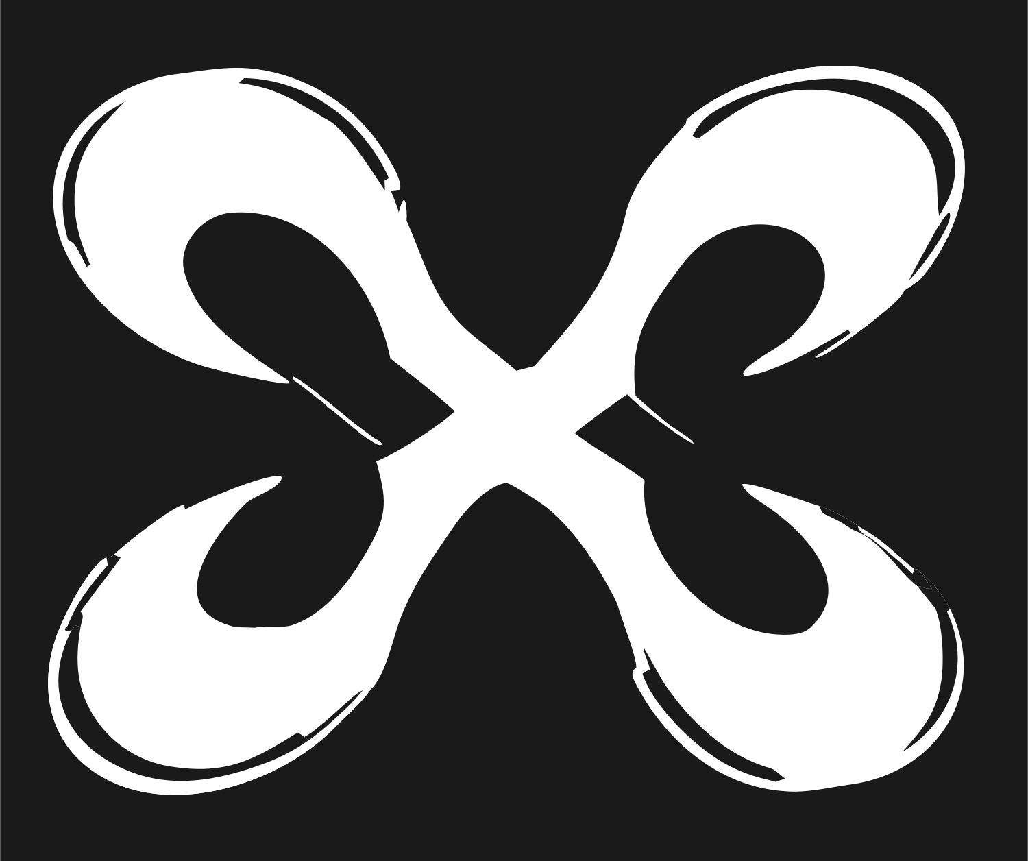 Hand-Drawn Four Petal Crest #1a1a1a/#ffffff