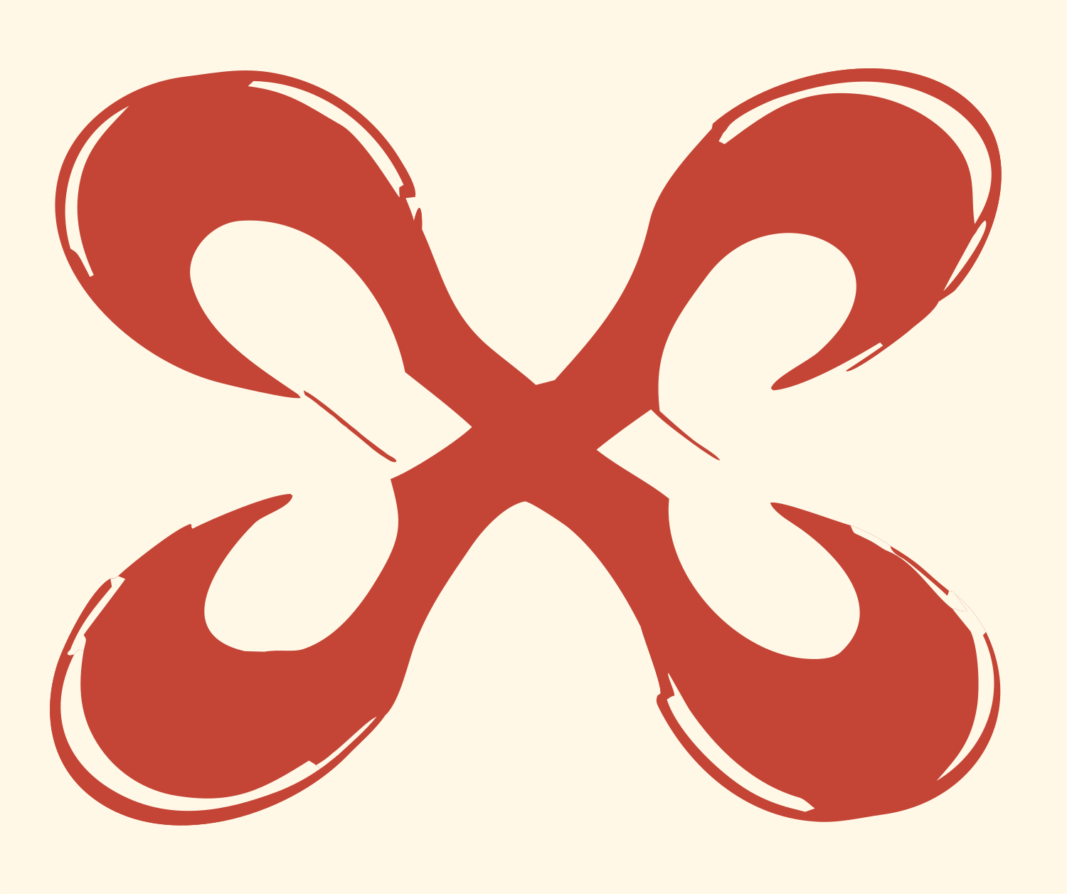 Hand-Drawn Four Petal Crest #fff8e7/#c44536