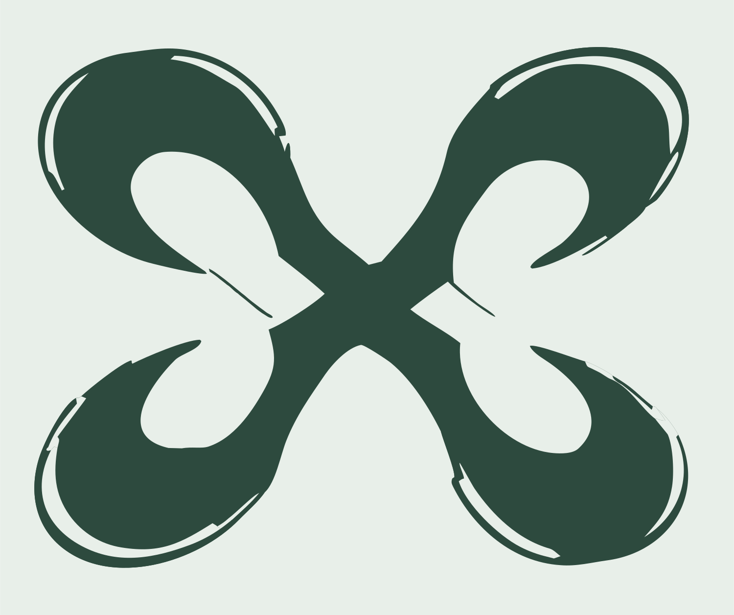 Hand-Drawn Four Petal Crest #e8efe9/#2d4a3e