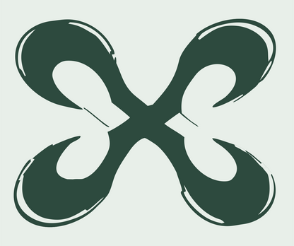 Hand-Drawn Four Petal Crest #e8efe9/#2d4a3e