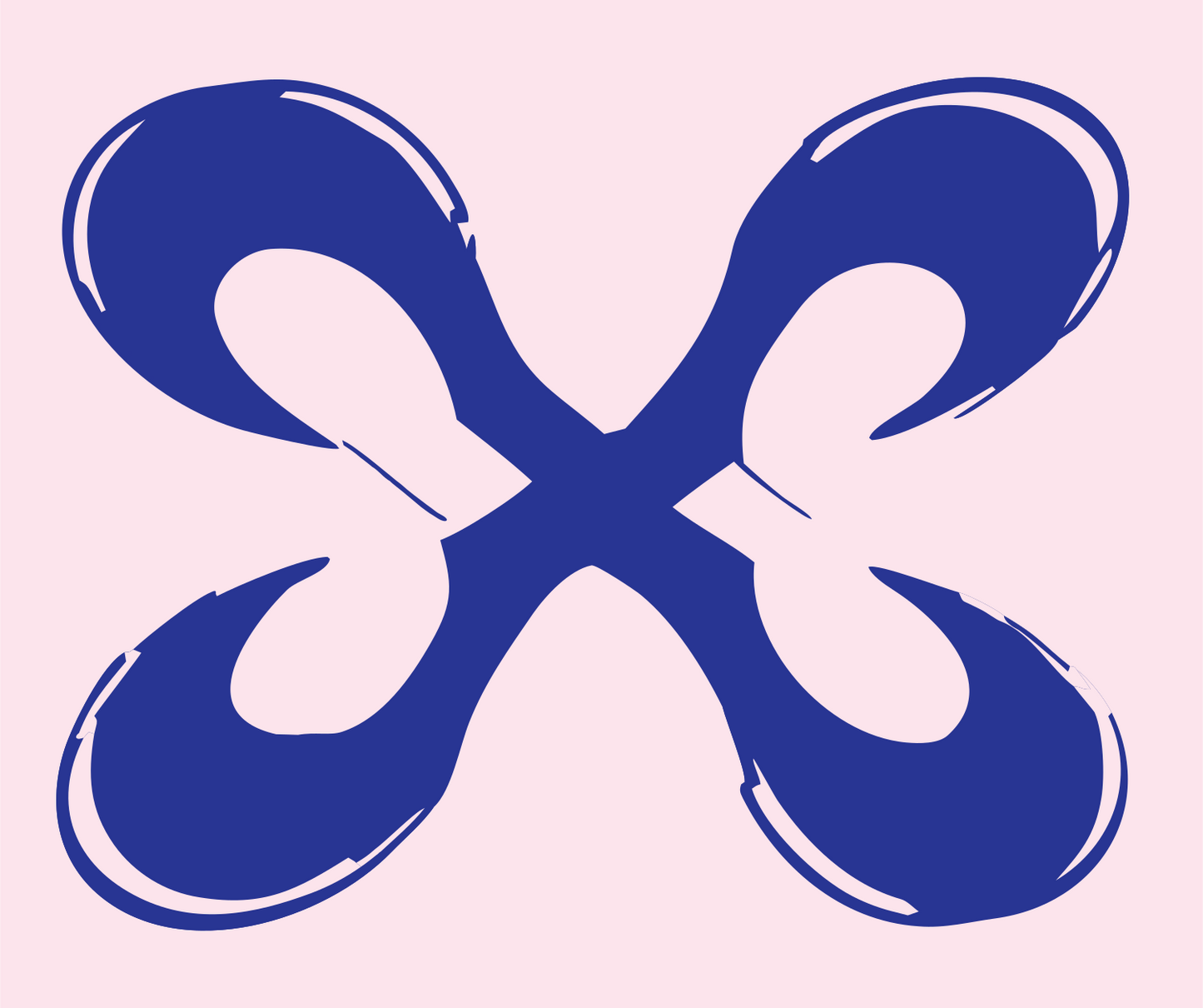 Hand-Drawn Four Petal Crest #fce4ec/#283593