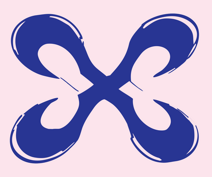 Hand-Drawn Four Petal Crest #fce4ec/#283593