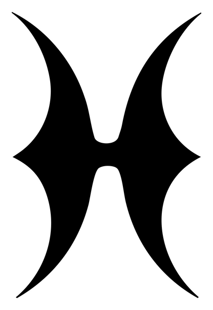 Tribal Pisces Glyph Badge #ffffff/#000000