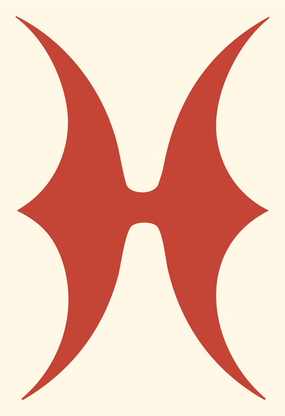 Tribal Pisces Glyph Badge #fff8e7/#c44536