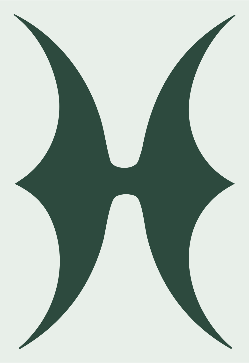 Tribal Pisces Glyph Badge #e8efe9/#2d4a3e