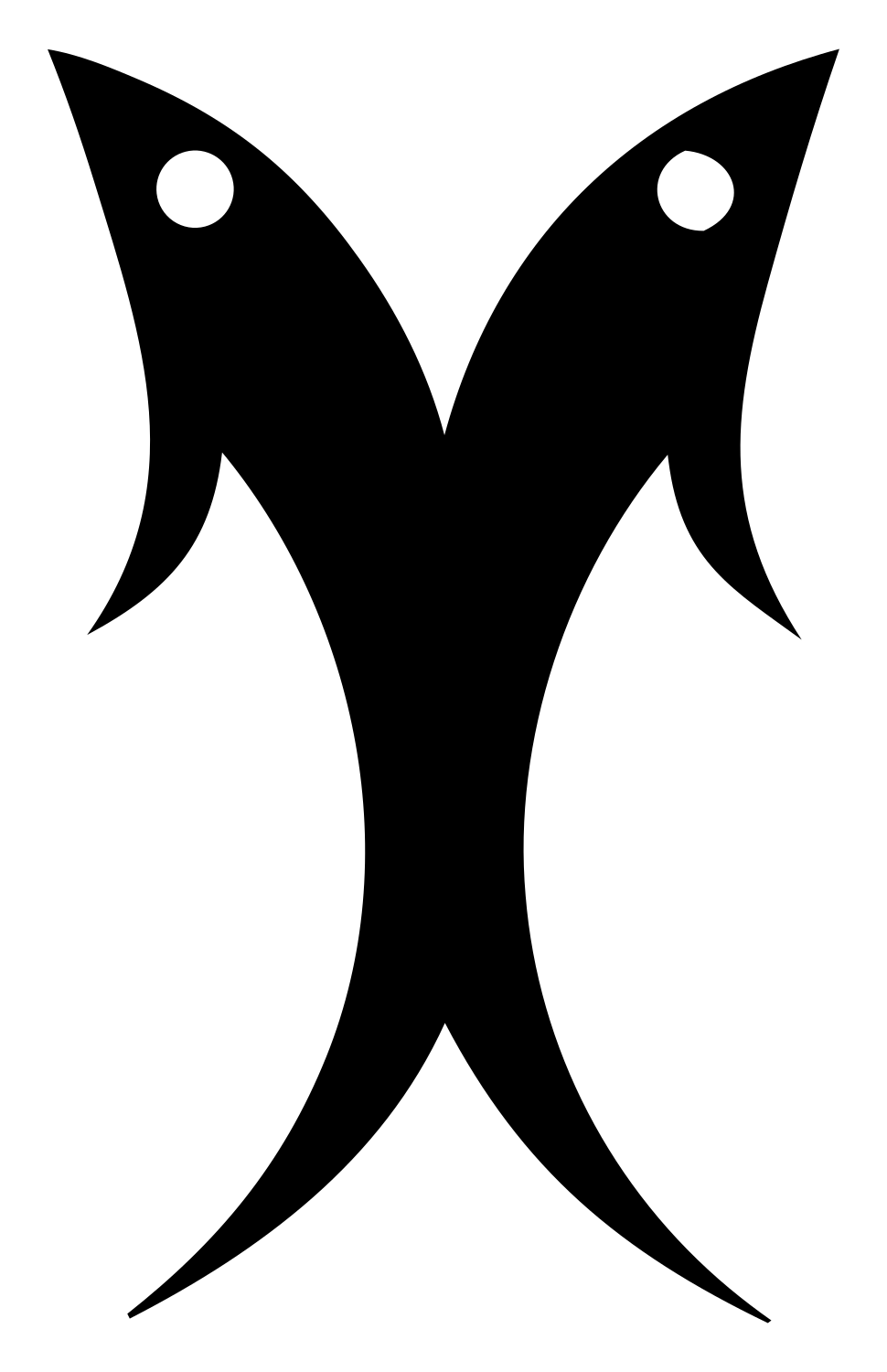 Mirrored Fish Pictogram Badge #ffffff/#000000
