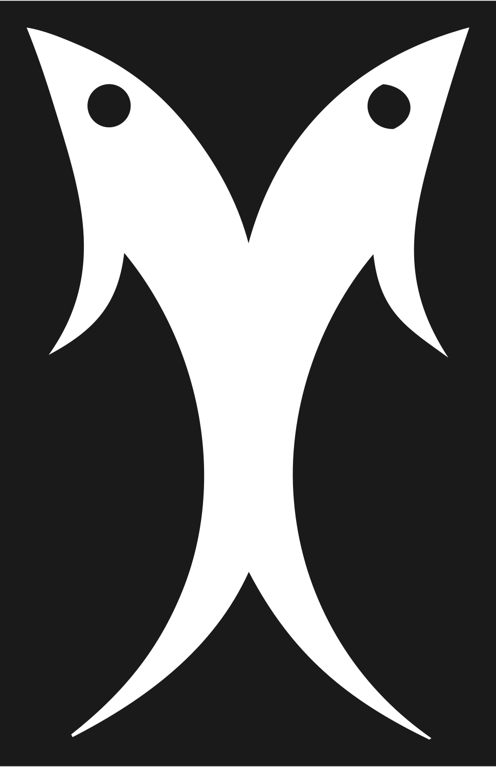 Mirrored Fish Pictogram Badge #1a1a1a/#ffffff