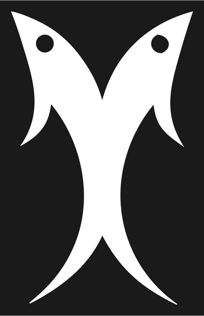Mirrored Fish Pictogram Badge #1a1a1a/#ffffff