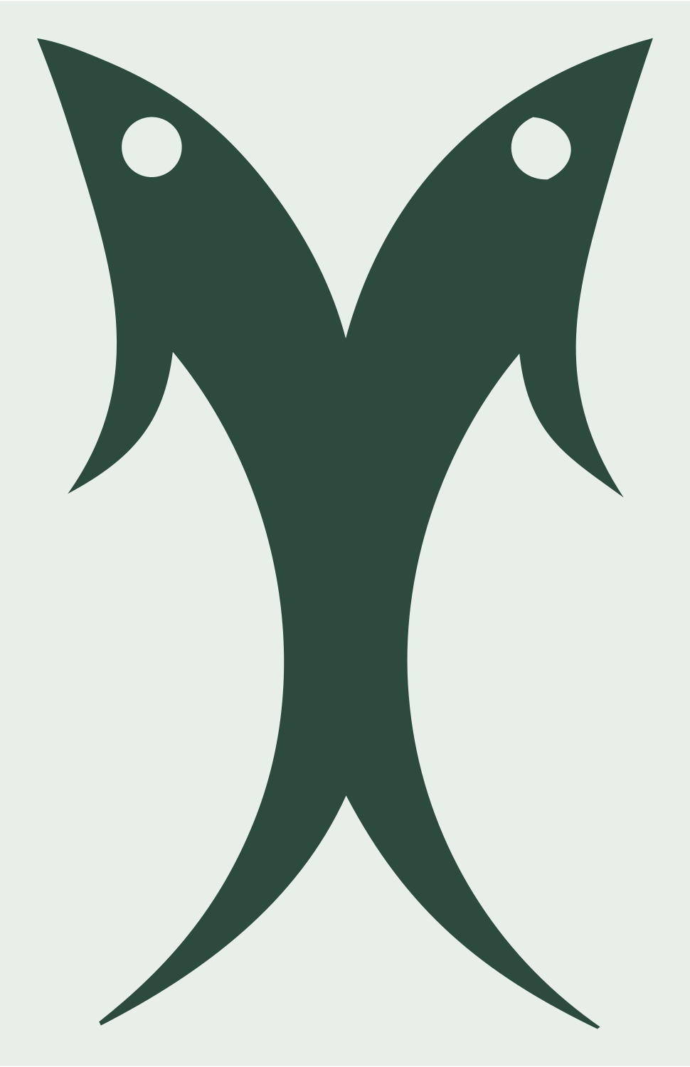 Mirrored Fish Pictogram Badge #e8efe9/#2d4a3e