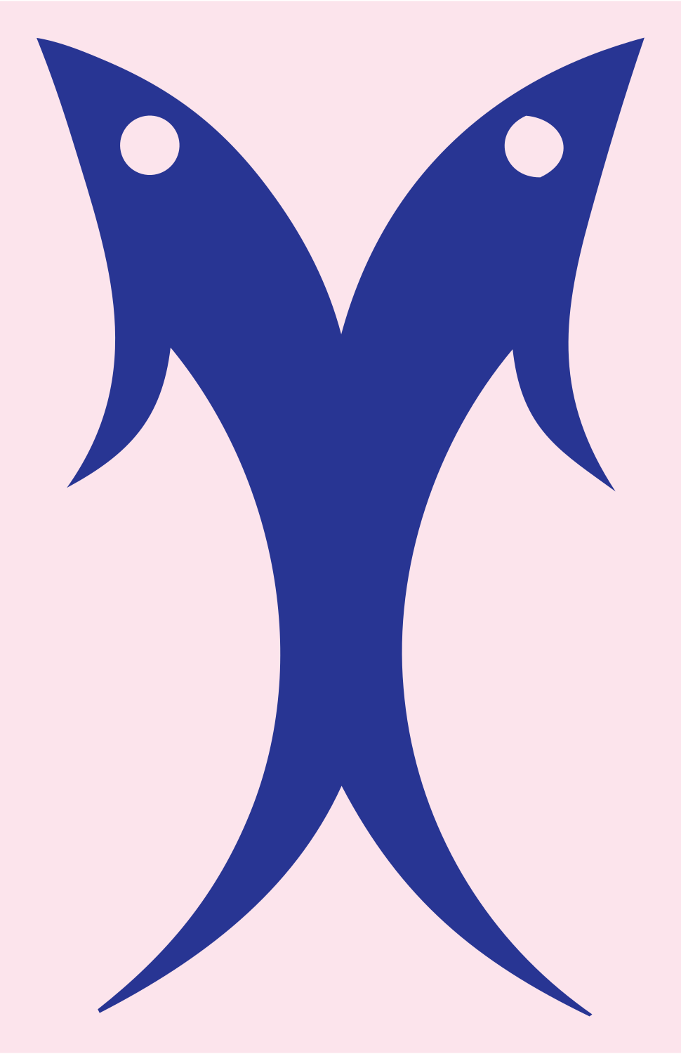 Mirrored Fish Pictogram Badge #fce4ec/#283593