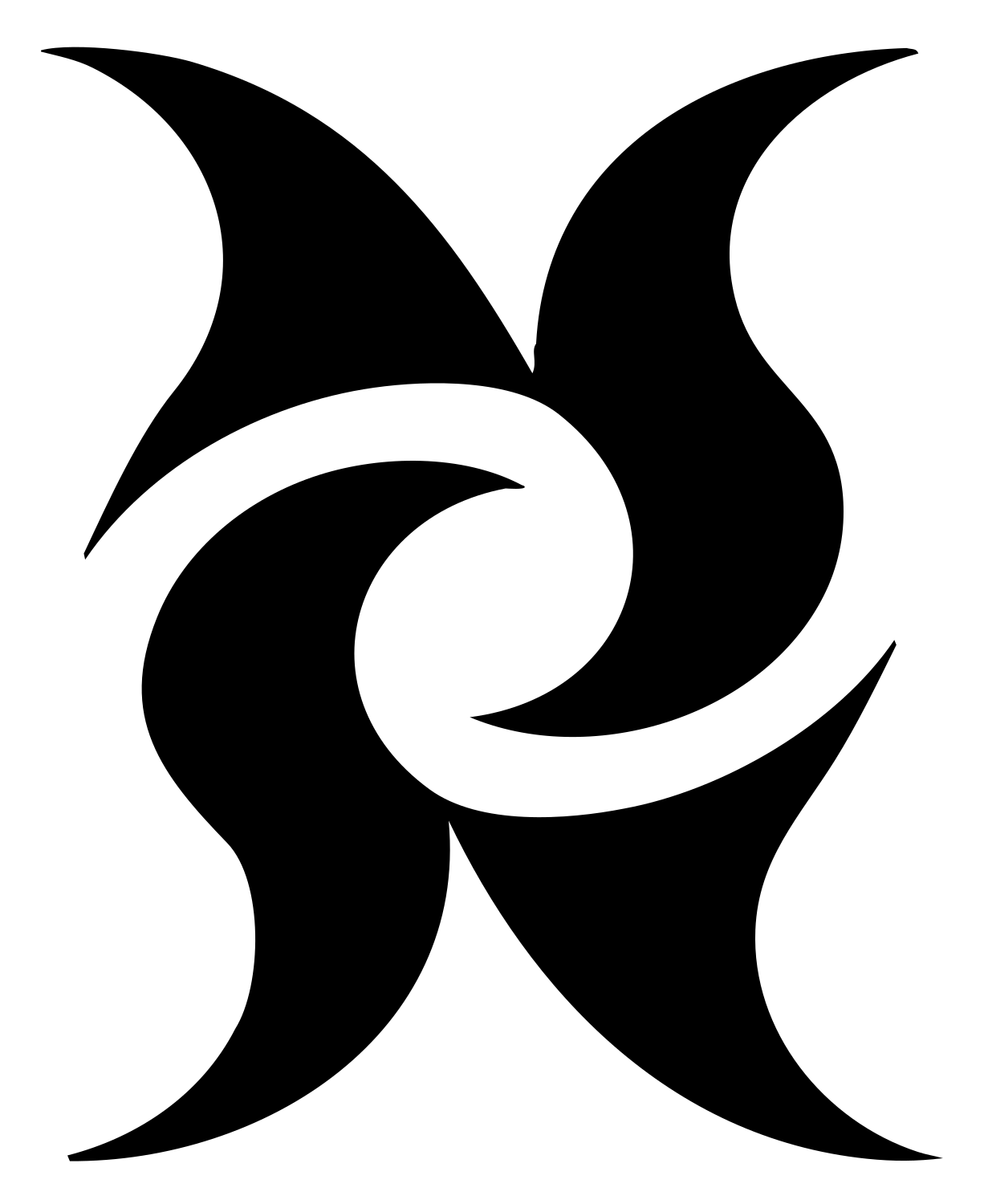 Tribal Flame Spiral Emblem #ffffff/#000000