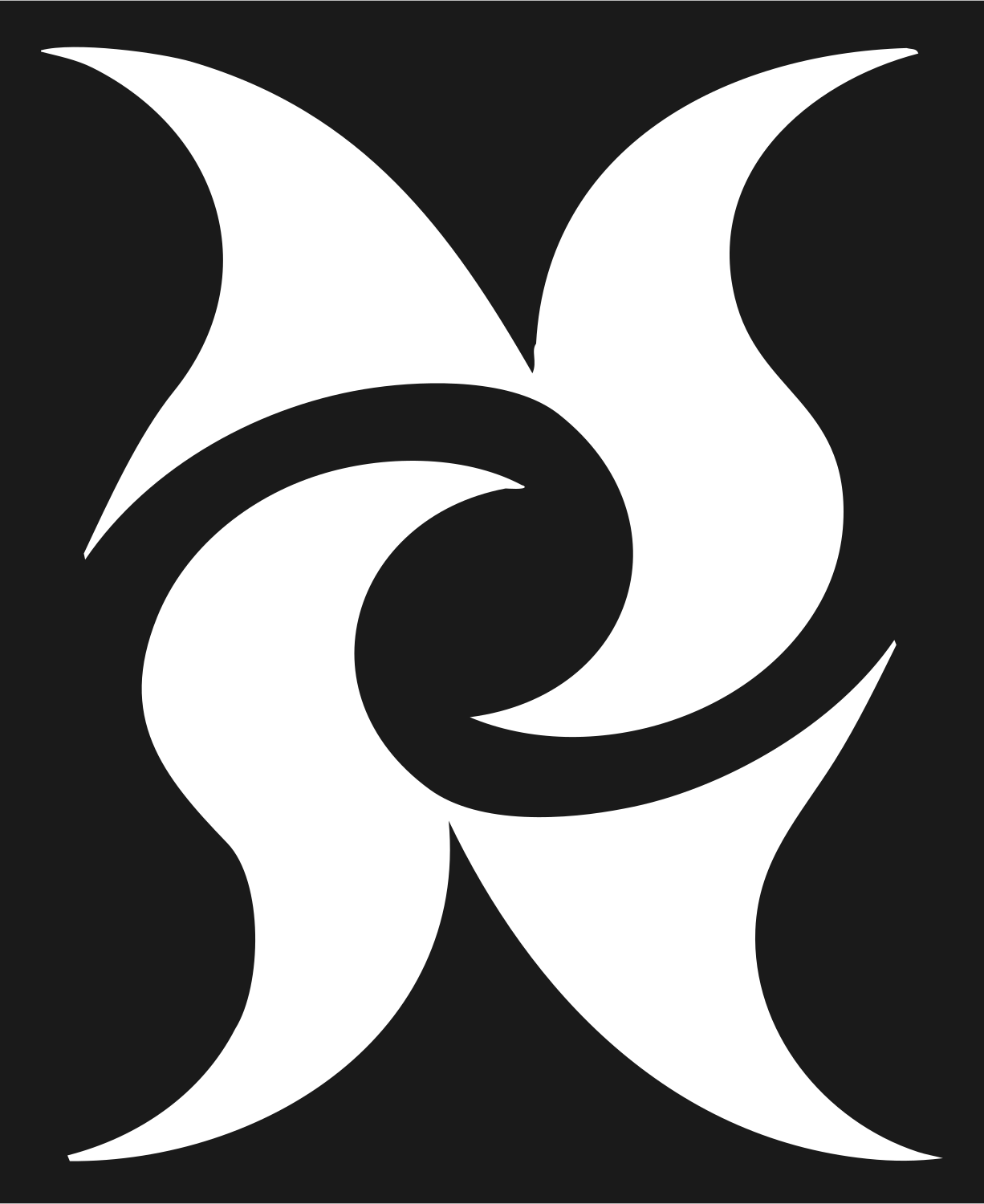 Tribal Flame Spiral Emblem #1a1a1a/#ffffff