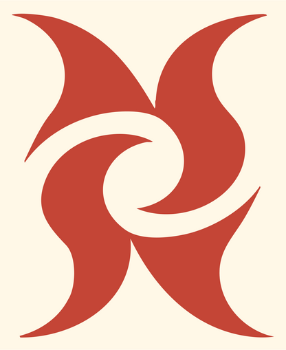 Tribal Flame Spiral Emblem #fff8e7/#c44536