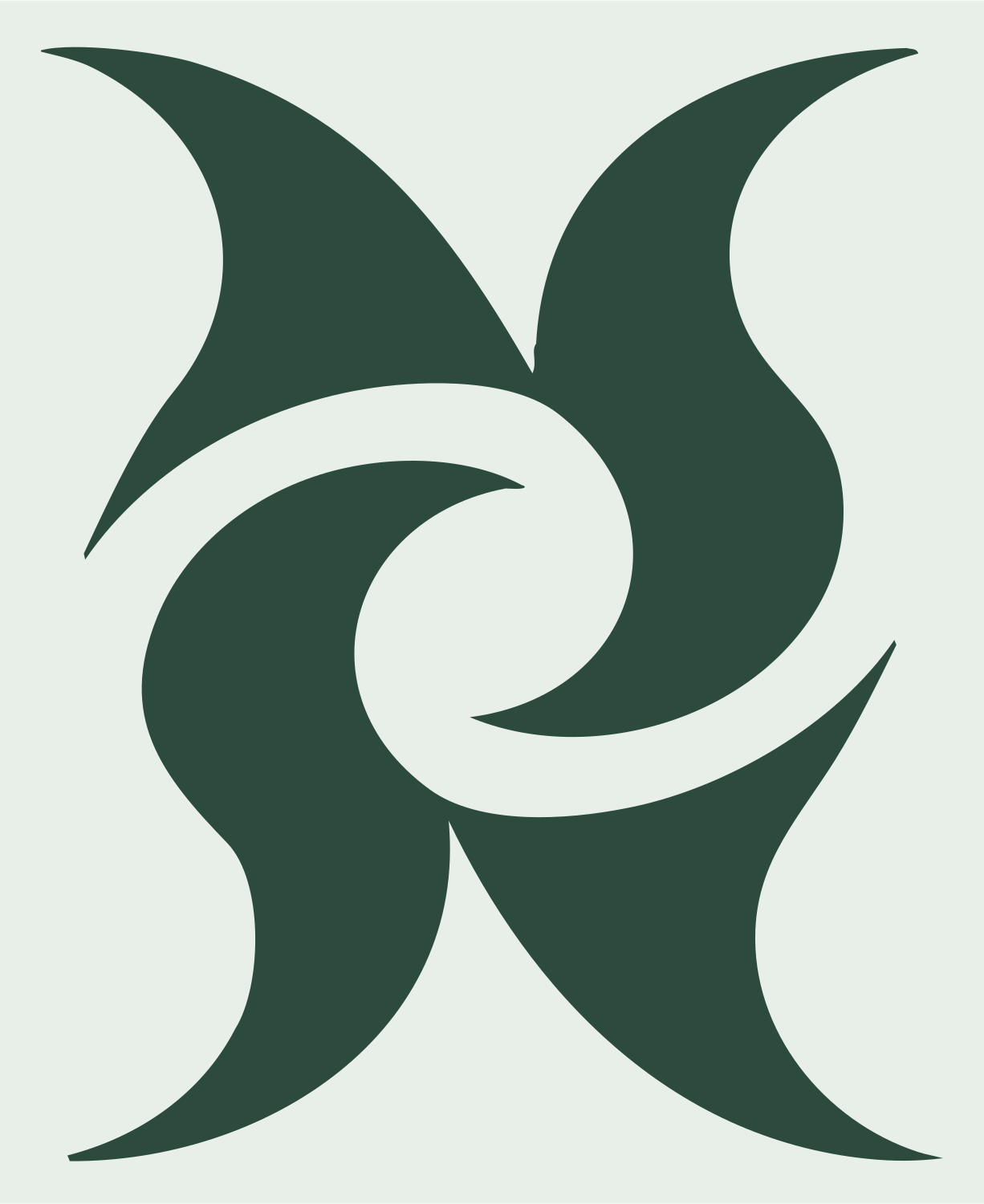 Tribal Flame Spiral Emblem #e8efe9/#2d4a3e