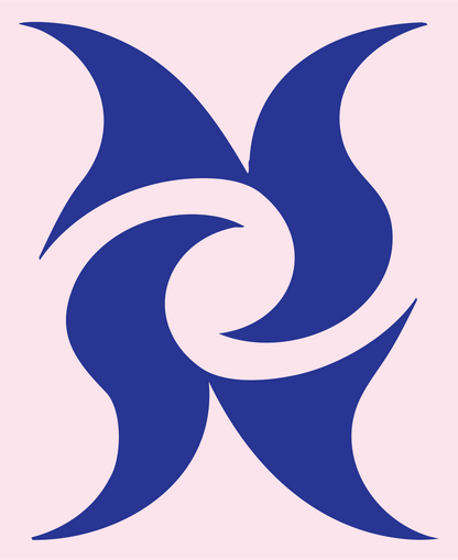Tribal Flame Spiral Emblem #fce4ec/#283593