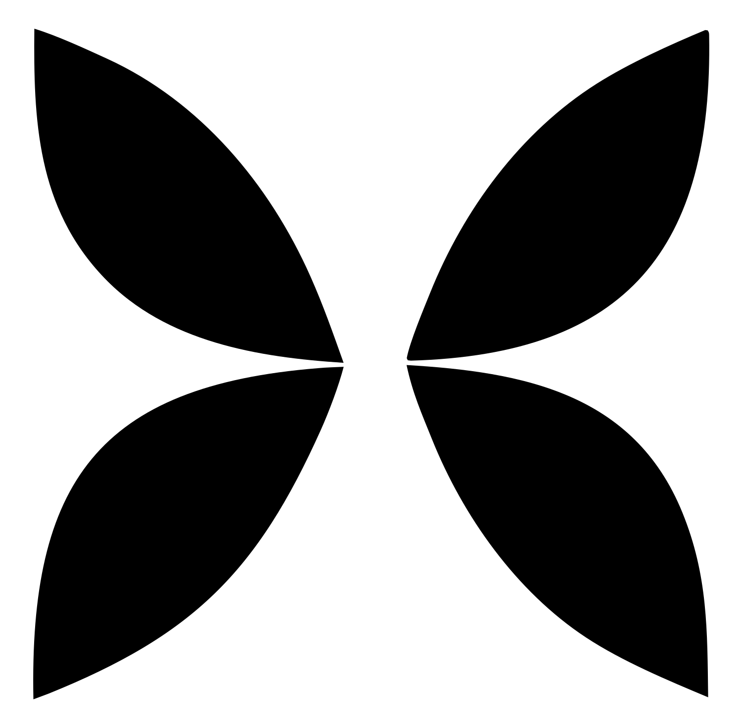 Four Petal Flower Icon #ffffff/#000000