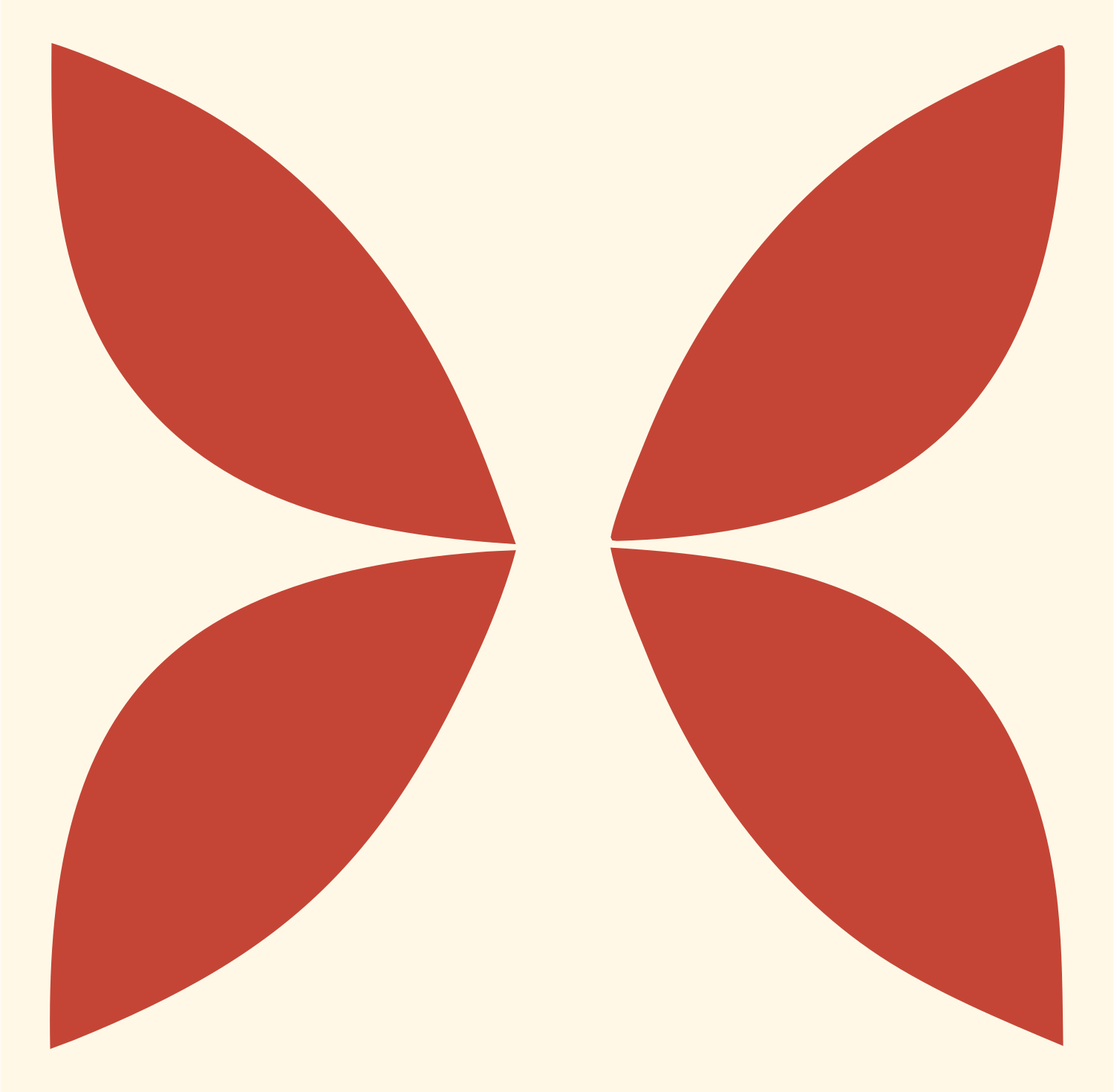 Four Petal Flower Icon #fff8e7/#c44536