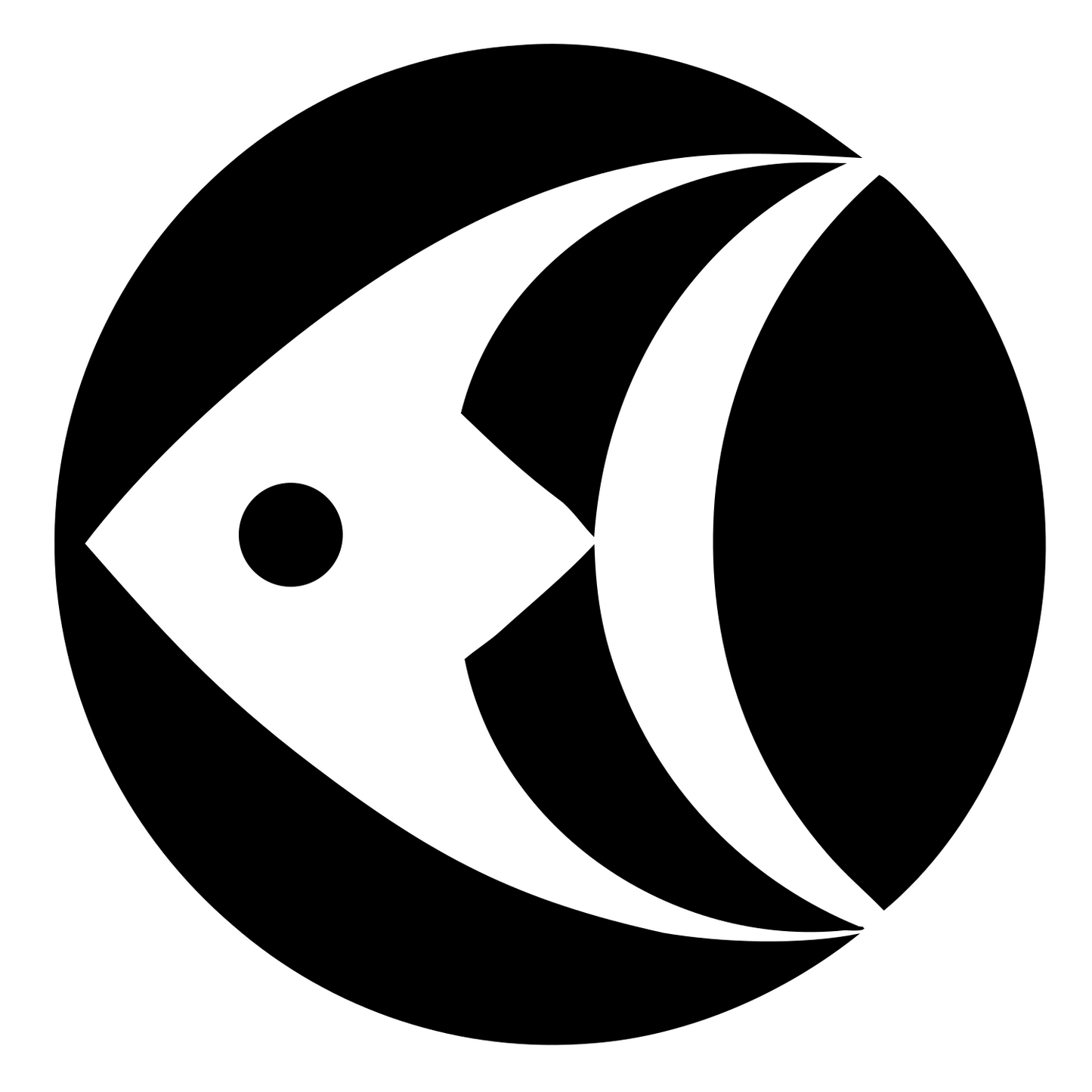 Geometric Fish Circle Badge #ffffff/#000000